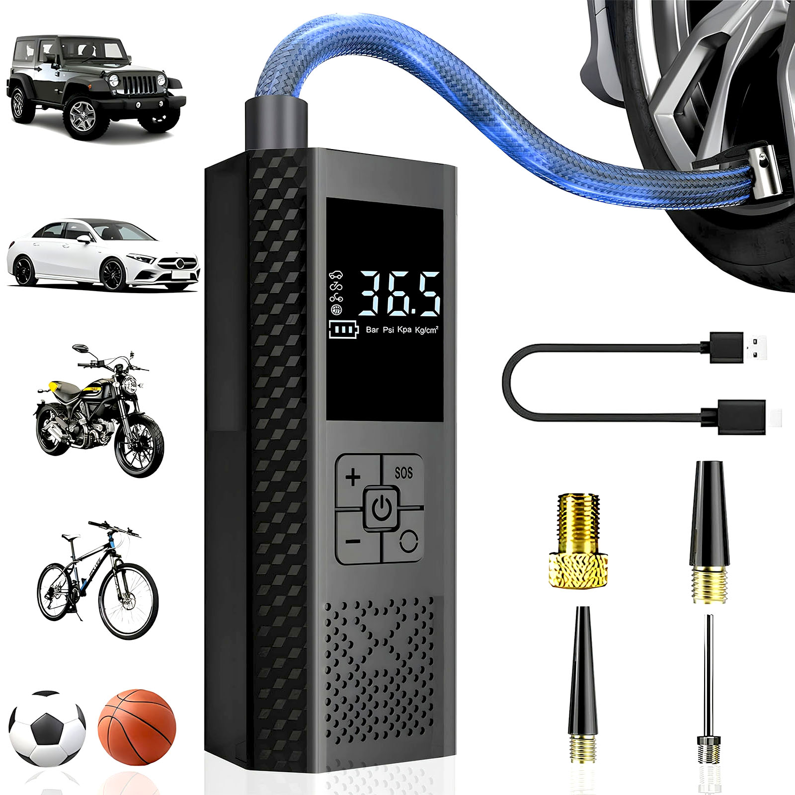 Car Portable Tire Inflator - Taşınabilir Elektrikli Araba Hava Pompası Hava