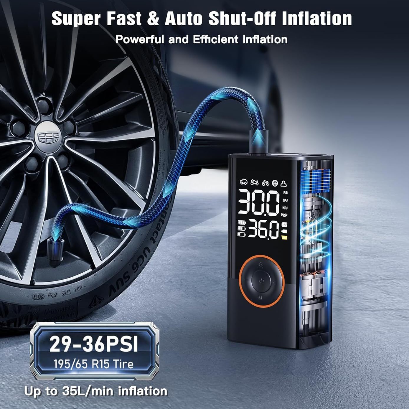 Etkili Şarj Edilebilir Kablosu - Car Portable Tire Inflator incelemesi ve fiyatı