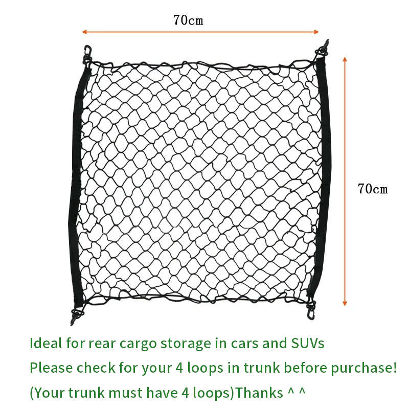 4 kanca 70x70 CM Araba Gövde N - Car Cargo Net Trunk incelemesi ve fiyatı